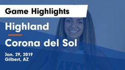 Highland  vs Corona del Sol  Game Highlights - Jan. 29, 2019