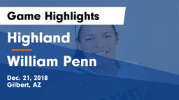Highland  vs William Penn  Game Highlights - Dec. 21, 2018