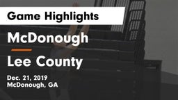 McDonough  vs Lee County  Game Highlights - Dec. 21, 2019