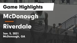 McDonough  vs Riverdale Game Highlights - Jan. 5, 2021