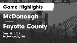 McDonough  vs Fayette County  Game Highlights - Jan. 12, 2021