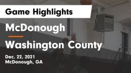 McDonough  vs Washington County  Game Highlights - Dec. 22, 2021