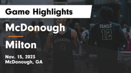 McDonough  vs Milton  Game Highlights - Nov. 15, 2023