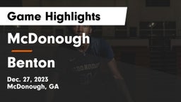 McDonough  vs Benton  Game Highlights - Dec. 27, 2023