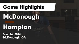 McDonough  vs Hampton  Game Highlights - Jan. 26, 2024