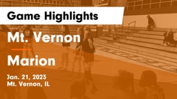 Mt. Vernon  vs Marion  Game Highlights - Jan. 21, 2023