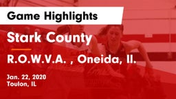 Stark County  vs R.O.W.V.A. , Oneida, Il. Game Highlights - Jan. 22, 2020