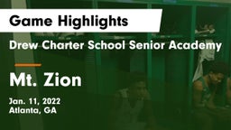 Drew Charter School Senior Academy  vs Mt. Zion  Game Highlights - Jan. 11, 2022