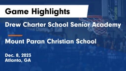 Drew Charter School Senior Academy  vs Mount Paran Christian School Game Highlights - Dec. 8, 2023