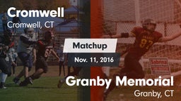 Matchup: Cromwell vs. Granby Memorial  2016