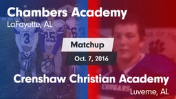 Matchup: Chambers Academy vs. Crenshaw Christian Academy  2016