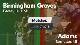 Matchup: Groves vs. Adams  2016