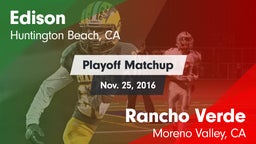 Matchup: Edison  vs. Rancho Verde  2016