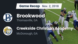 Recap: Brookwood  vs. Creekside Christian Academy 2018