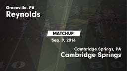 Matchup: Reynolds vs. Cambridge Springs  2016