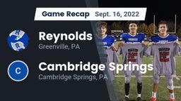 Recap: Reynolds  vs. Cambridge Springs  2022