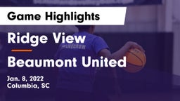Ridge View  vs Beaumont United Game Highlights - Jan. 8, 2022