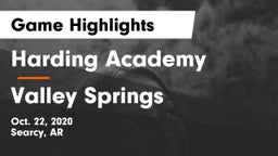 Harding Academy  vs Valley Springs Game Highlights - Oct. 22, 2020