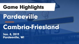 Pardeeville  vs Cambria-Friesland  Game Highlights - Jan. 8, 2019