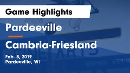 Pardeeville  vs Cambria-Friesland  Game Highlights - Feb. 8, 2019