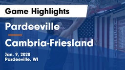 Pardeeville  vs Cambria-Friesland  Game Highlights - Jan. 9, 2020