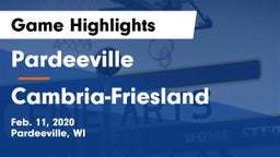 Pardeeville  vs Cambria-Friesland  Game Highlights - Feb. 11, 2020