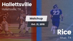 Matchup: Hallettsville vs. Rice  2016