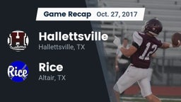 Recap: Hallettsville  vs. Rice  2017