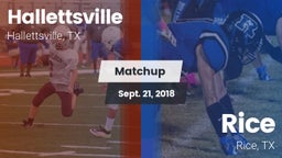 Matchup: Hallettsville vs. Rice  2018