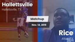 Matchup: Hallettsville vs. Rice  2019