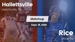 Matchup: Hallettsville vs. Rice  2020