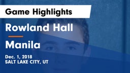 Rowland Hall vs Manila  Game Highlights - Dec. 1, 2018