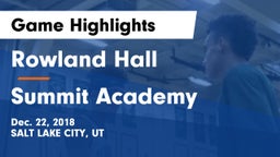 Rowland Hall vs Summit Academy  Game Highlights - Dec. 22, 2018