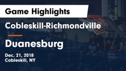 Cobleskill-Richmondville  vs Duanesburg  Game Highlights - Dec. 21, 2018