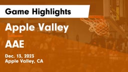 Apple Valley  vs AAE Game Highlights - Dec. 13, 2023