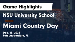NSU University School  vs Miami Country Day  Game Highlights - Dec. 13, 2023