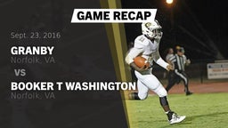 Recap: Granby  vs. Booker T Washington  2016