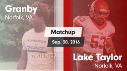 Matchup: Granby vs. Lake Taylor  2016
