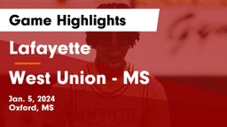Lafayette  vs West Union - MS Game Highlights - Jan. 5, 2024
