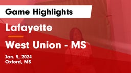 Lafayette  vs West Union - MS Game Highlights - Jan. 5, 2024