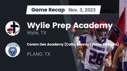Recap: Wylie Prep Academy  vs. Coram Deo Academy (Collin County  Plano Campus) 2023
