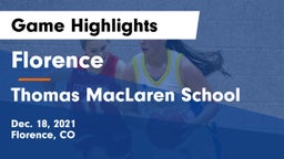 Florence  vs Thomas MacLaren School Game Highlights - Dec. 18, 2021