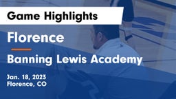 Florence  vs Banning Lewis Academy  Game Highlights - Jan. 18, 2023