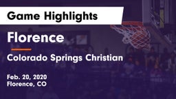 Florence  vs Colorado Springs Christian  Game Highlights - Feb. 20, 2020