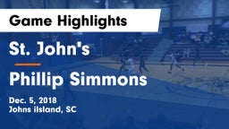 St. John's  vs Phillip Simmons Game Highlights - Dec. 5, 2018