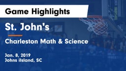 St. John's  vs Charleston Math & Science  Game Highlights - Jan. 8, 2019