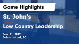 St. John's  vs Low Country Leadership Game Highlights - Jan. 11, 2019