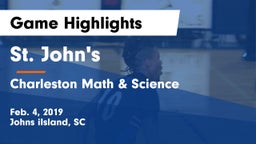 St. John's  vs Charleston Math & Science  Game Highlights - Feb. 4, 2019