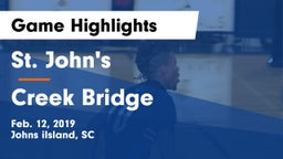 St. John's  vs Creek Bridge Game Highlights - Feb. 12, 2019