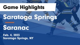 Saratoga Springs  vs Saranac  Game Highlights - Feb. 4, 2023